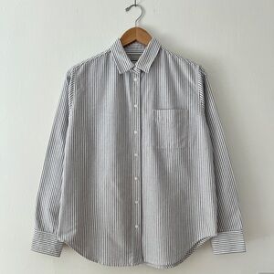 Everlane NWT 4 The Relaxed Oxford Shirt Gray White Stripe